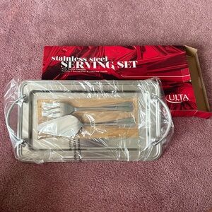 SERVING SET Stainless Steel BRAND NEW ULTA 1 Serving Tray & 2 Serving Utensils